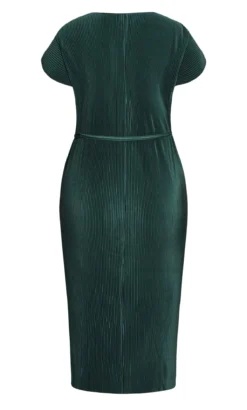 City Chic Forest Green Plisse Shift Dress -Bold Fit Store 2 0 205873seagreen 4