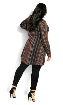 City Chic Black Striped Longline Top -Bold Fit Store 2 0 205883illusion 3