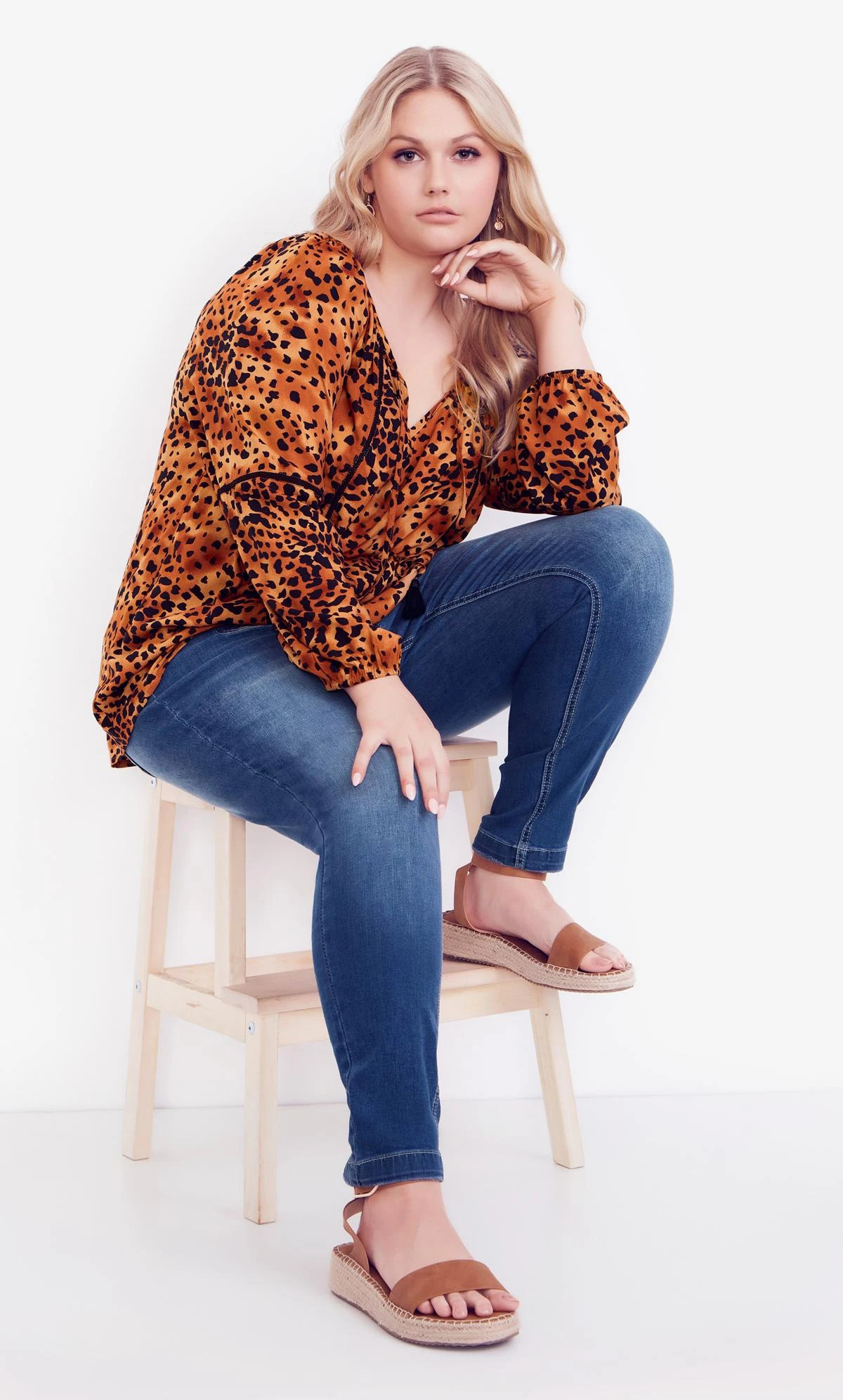 Avenue Aveology Brown Animal Print Peplum Top 2 Avenue Aveology Brown Animal Print Peplum Top - Image 2