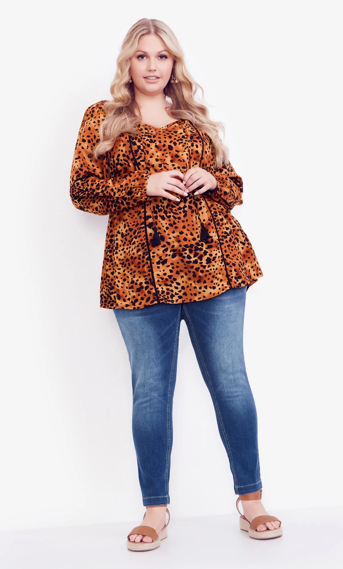 Avenue Aveology Brown Animal Print Peplum Top 3 Avenue Aveology Brown Animal Print Peplum Top - Image 3