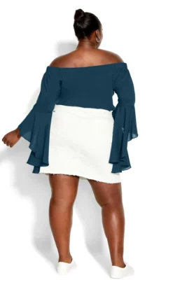 City Chic Blue Statement Sleeve Bardot Top -Bold Fit Store 2 0 209273alpine 5