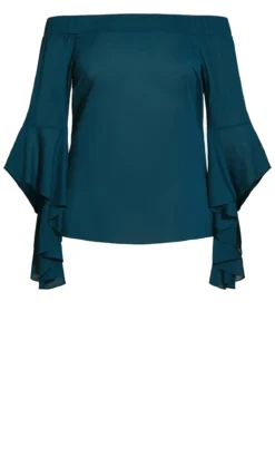 City Chic Blue Statement Sleeve Bardot Top -Bold Fit Store 2 0 209273alpine 6
