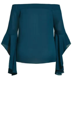 City Chic Blue Statement Sleeve Bardot Top -Bold Fit Store 2 0 209273alpine 7