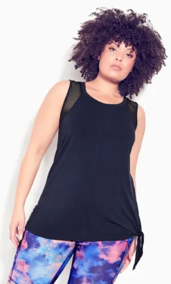 City Chic Zim & Zoe Navy Mesh Tie Plain Top -Bold Fit Store 2 0 209407navy 3