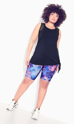 City Chic Zim & Zoe Navy Mesh Tie Plain Top