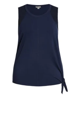 City Chic Zim & Zoe Navy Mesh Tie Plain Top -Bold Fit Store 2 0 209407navy 8