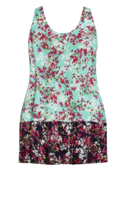 Avenue Blue Floral Print Longline Vest Top -Bold Fit Store 2 1 210120springblossom 6