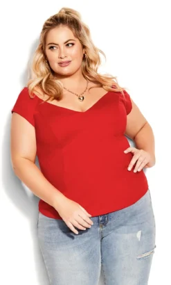 City Chic Red Miss Vintage Top -Bold Fit Store 2 1 210327red 3