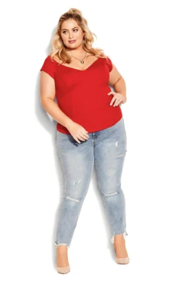 City Chic Red Miss Vintage Top