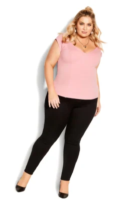 City Chic Rose Pink Cap Sleeve Corset Top