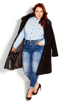 City Chic Blue Spot Print Puff Sleeve Shirt -Bold Fit Store 2 1 210436bluespot 4