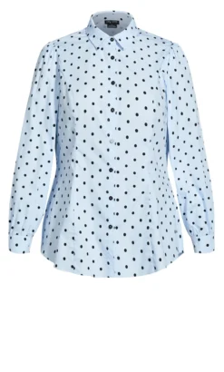 City Chic Blue Spot Print Puff Sleeve Shirt -Bold Fit Store 2 1 210436bluespot 5