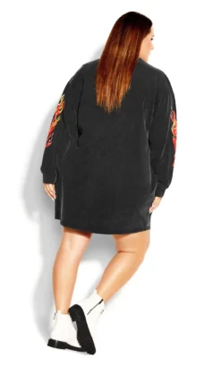 City Chic CCX Black Graphic T-Shirt Dress -Bold Fit Store 2 1 210457blackwash 3