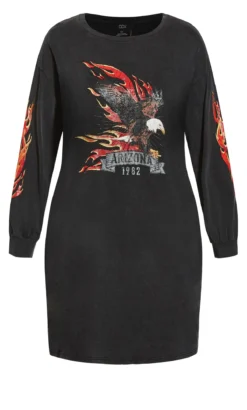 City Chic CCX Black Graphic T-Shirt Dress -Bold Fit Store 2 1 210457blackwash 4