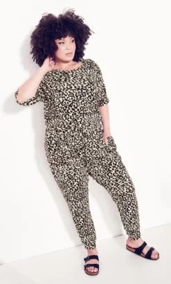 City Chic Zim & Zoe Cream Hacci Print Jogger