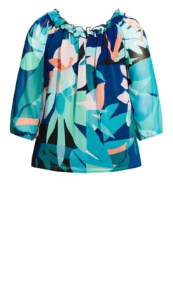 Evans Blue Tropical Bardot Top -Bold Fit Store 2 1 211561multi 6