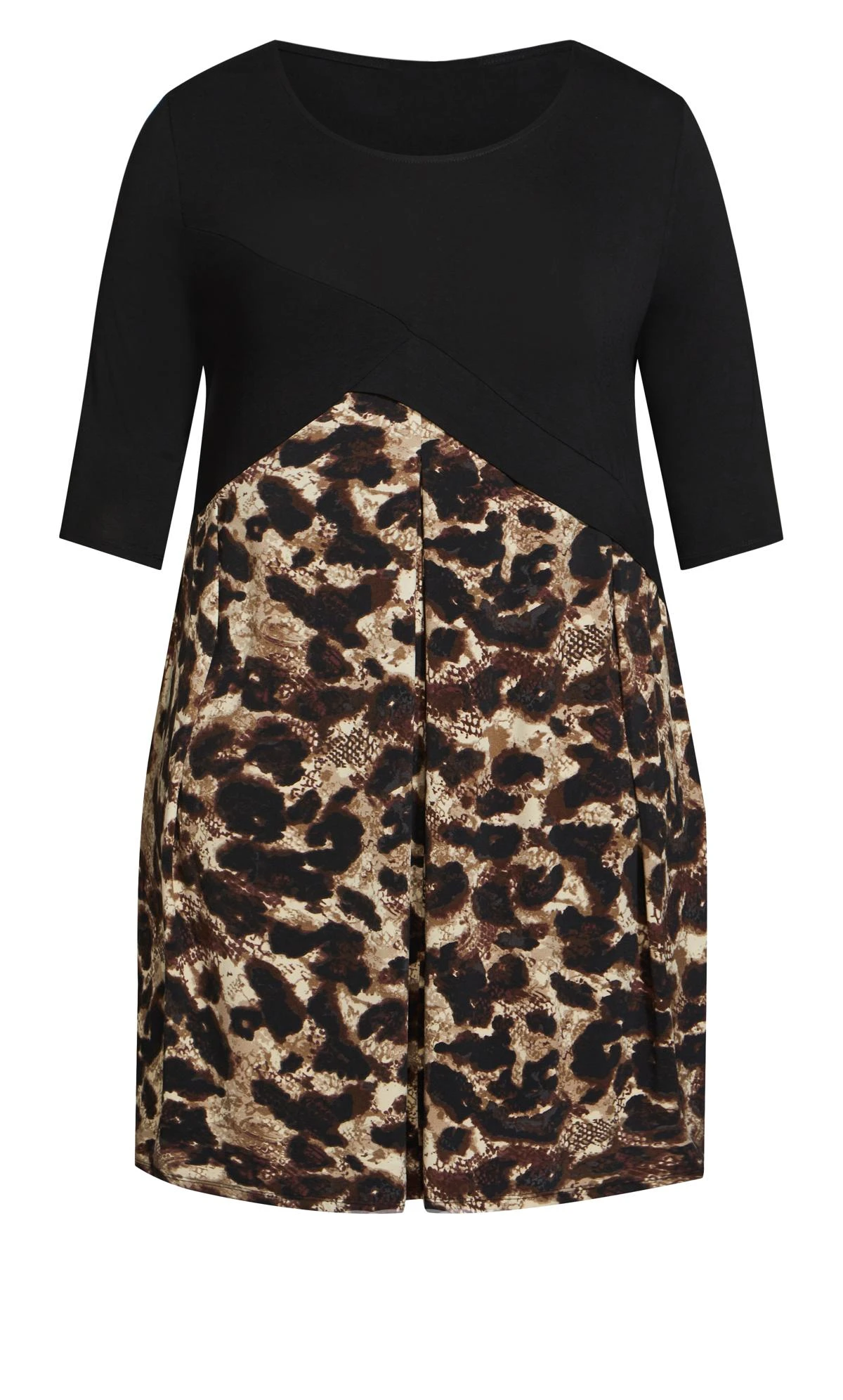 Avenue Black & Leopard Print Drape Pocket Dress 3 Avenue Black & Leopard Print Drape Pocket Dress - Image 3