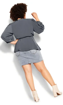 City Chic Grey Belted Wrap Top -Bold Fit Store 2 1 212068slate 4