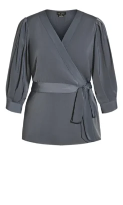 City Chic Grey Belted Wrap Top -Bold Fit Store 2 1 212068slate 5