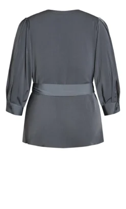 City Chic Grey Belted Wrap Top -Bold Fit Store 2 1 212068slate 6