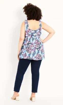 Evans Blue & Pink Leaf Print Peplum Top -Bold Fit Store 2 1 212279bluepink 14