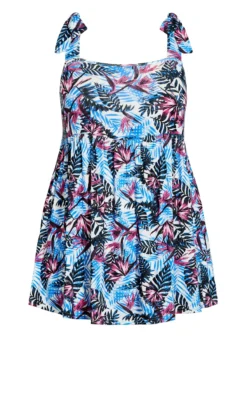 Evans Blue & Pink Leaf Print Peplum Top -Bold Fit Store 2 1 212279bluepink 15