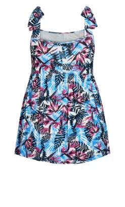 Evans Blue & Pink Leaf Print Peplum Top -Bold Fit Store 2 1 212279bluepink 16