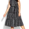 City Chic Black In Stripe Dress