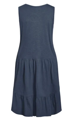 Avenue Zim & Zoe Navy Blue Dipped Frill Hem Midi Dress -Bold Fit Store 2 1 214144steel 5a