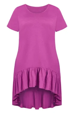 City Chic Zim & Zoe Pink Ella Ruffle Plain Dress -Bold Fit Store 2 1 214163clover 3