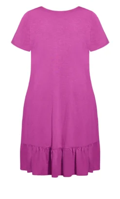 City Chic Zim & Zoe Pink Ella Ruffle Plain Dress -Bold Fit Store 2 1 214163clover 4