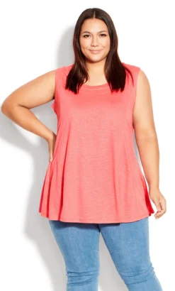 Avenue Coral Orange Swing Vest Top