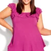Avenue Pink Frill Hanky Hem Vest Top