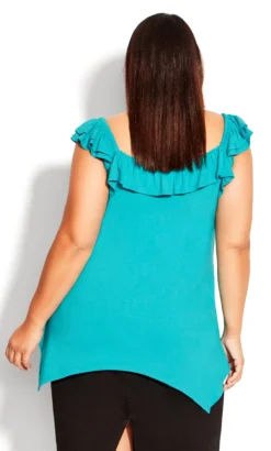 Avenue Teal Blue Frill Vest Top 7 Avenue Teal Blue Frill Vest Top -Bold Fit Store 2 1 214391peacockblue 12
