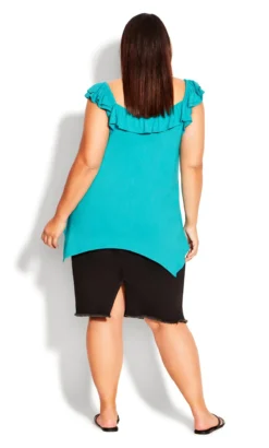 Avenue Teal Blue Frill Vest Top 8 Avenue Teal Blue Frill Vest Top -Bold Fit Store 2 1 214391peacockblue 14