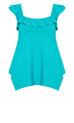 Avenue Teal Blue Frill Vest Top 9 Avenue Teal Blue Frill Vest Top -Bold Fit Store 2 1 214391peacockblue 16