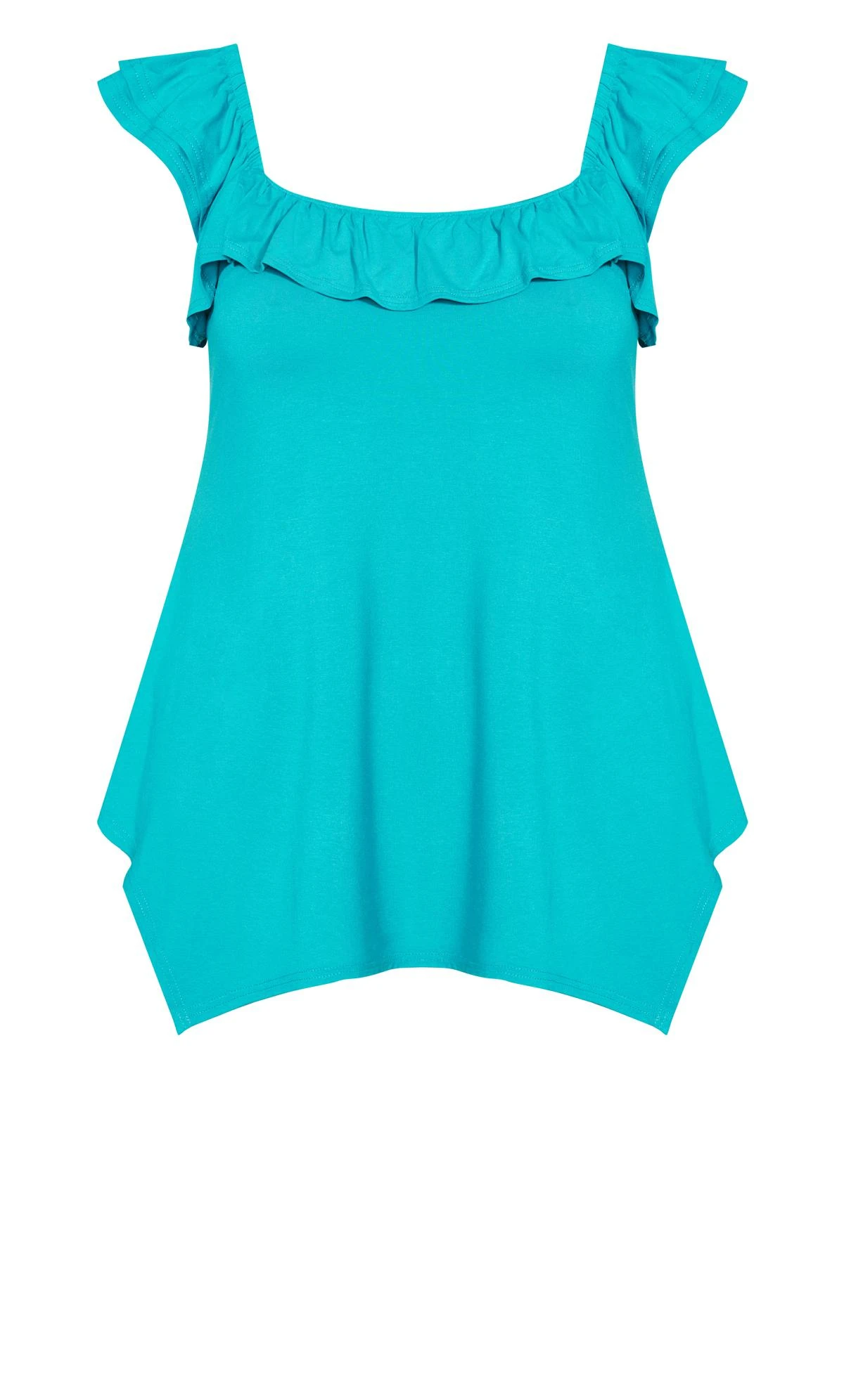 Avenue Teal Blue Frill Vest Top 5 Avenue Teal Blue Frill Vest Top - Image 5