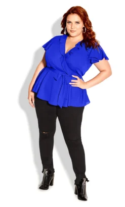City Chic Cobalt Blue Frill Wrap Top -Bold Fit Store 2 1 214428cobalt 23
