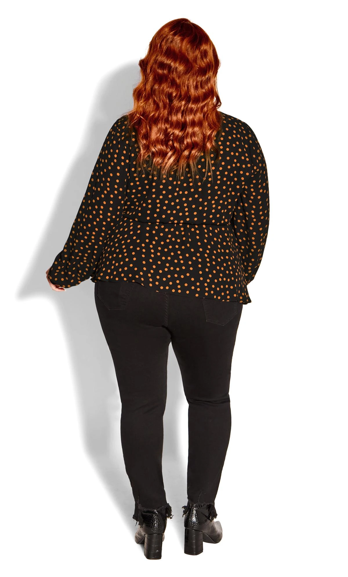 City Chic Black & Brown Polka Dot Wrap Peplum Top 4 City Chic Black & Brown Polka Dot Wrap Peplum Top - Image 4