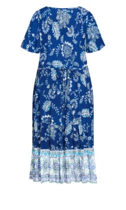 Avenue Blue Paisley Print Puff Sleeve Midi Dress -Bold Fit Store 2 1 215156navytuscanbrd 26