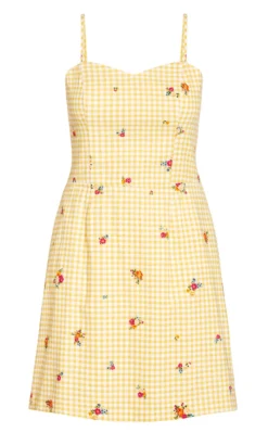 City Chic Yellow Eleanor Dress -Bold Fit Store 2 1 215499ginghamfloral 4 1