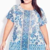 Evans White & Blue Paisley Print Blouse