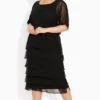 Avenue Black Tiered Midi Dress