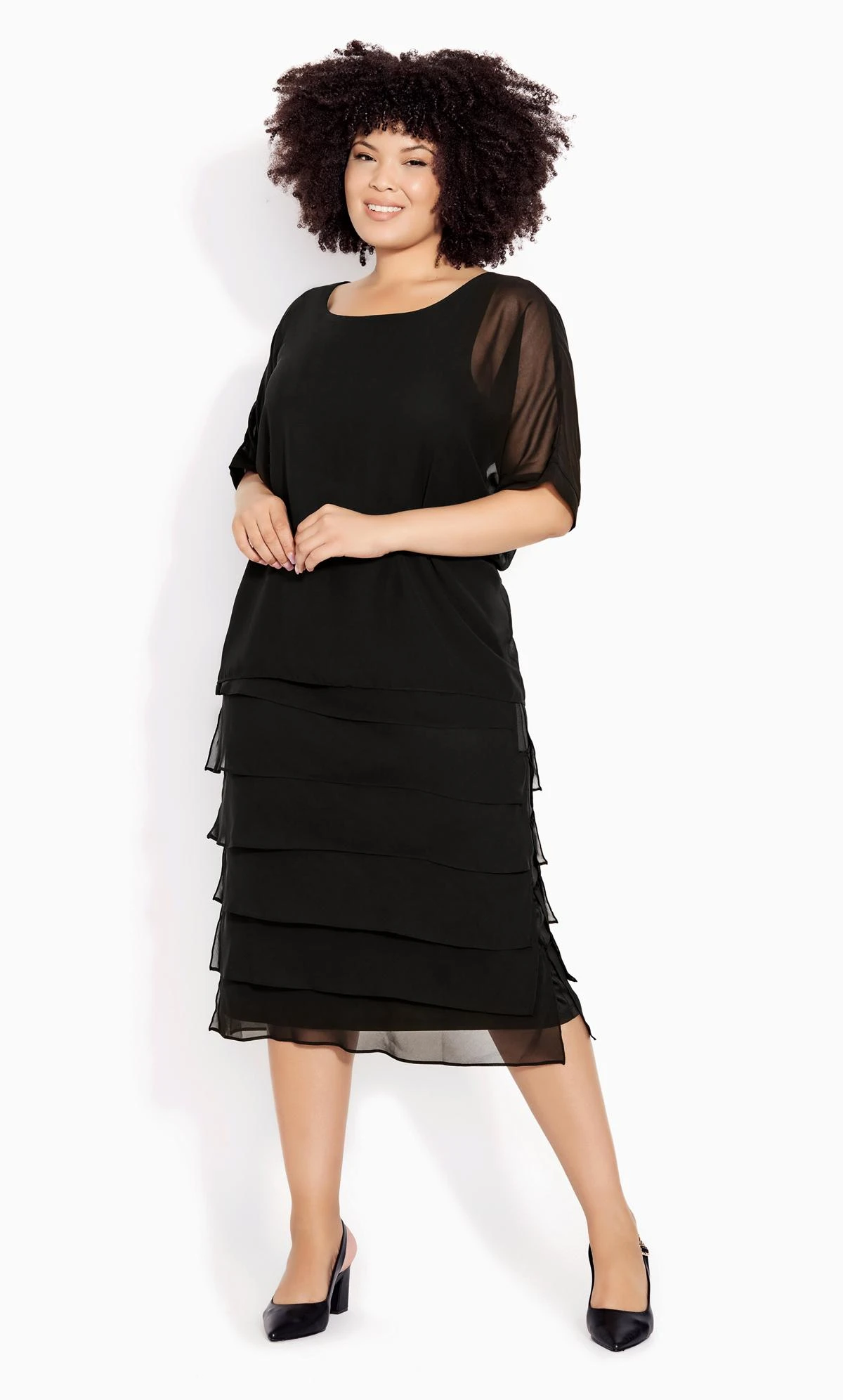 Avenue Black Tiered Midi Dress 1 Avenue Black Tiered Midi Dress