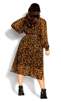 City Chic Black Tortoise Shell Print Belted Midi Dress -Bold Fit Store 2 1 216134honeytortoiseshell 3