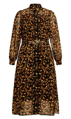 City Chic Black Tortoise Shell Print Belted Midi Dress -Bold Fit Store 2 1 216134honeytortoiseshell 4