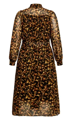 City Chic Black Tortoise Shell Print Belted Midi Dress -Bold Fit Store 2 1 216134honeytortoiseshell 5