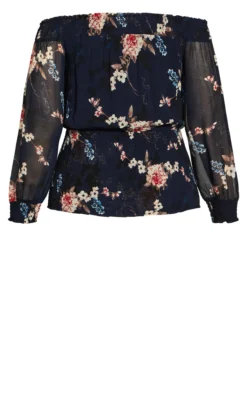 City Chic Black Floral Print Bardot Top -Bold Fit Store 2 1 216243navybluebell 6