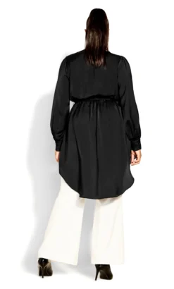 City Chic Black Satin Cut Out Dipped Hem Wrap Top 9 City Chic Black Satin Cut Out Dipped Hem Wrap Top -Bold Fit Store 2 1 216284black 4