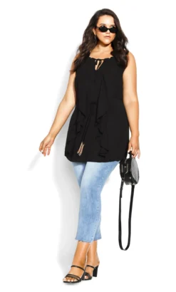 City Chic Black Halterneck Waterfall Top -Bold Fit Store 2 1 216372black 2